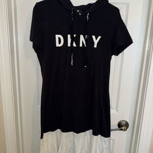 DKNY Black and White Hoodie Dress